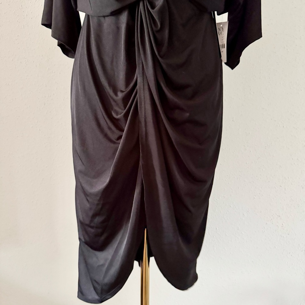 New NY&Co Front Twist Dolman Sleeve Knee Length Dress Black Women's Size Medium - Picture 5 of 8